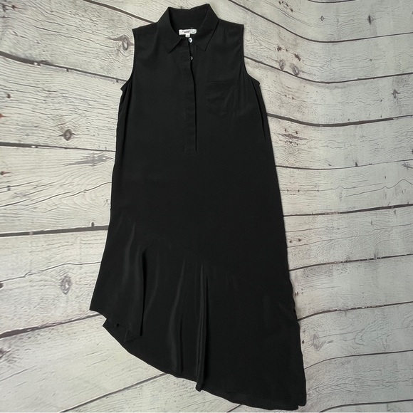 EQUIPMENT Femme Tira silk black asymmetrical hem sleeveless shirt dress, size XS - Picture 10 of 16